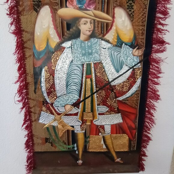 Archangel Arquebucero on Canvas Peruvian Painting Cusco